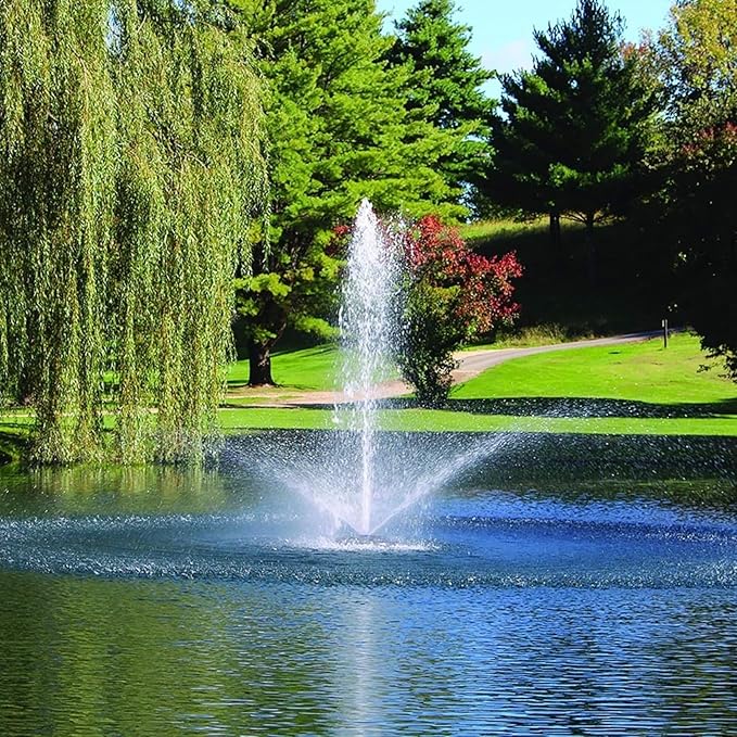 Kasco 1HP J Series Decorative RGB Fountain - 120V with 150 Ft Electric Power Cord | RGB LED Lighting | Efficient Pond Aerator Outdoor Fountain