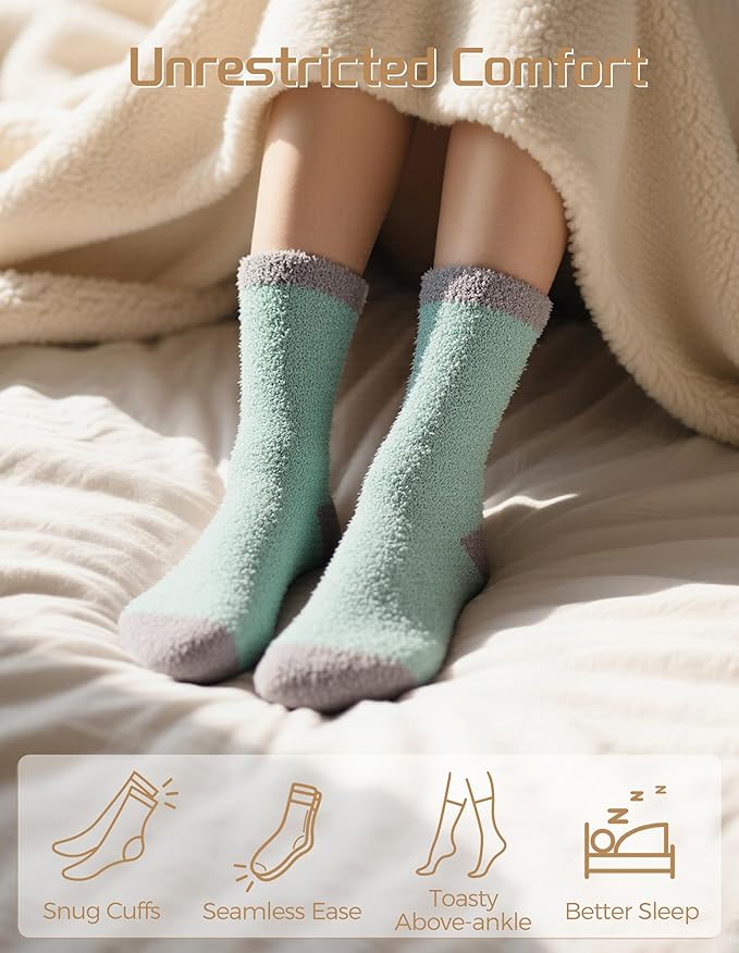 TEHOOK Warm & Cozy Valentines Gifts for Women, Fluffy Fuzzy Plush Sleeping Slipper Socks - Soft Warm Fabric