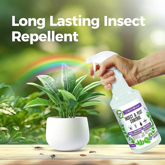 VermExon Peppermint Oil Insect & Pest Control Spray – 32oz Natural Plant-Based Bug Killer for Spiders, Ants, Flies, and Other Insects, Safe for Home & Kitchen Use