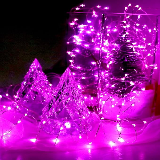6-Pack 7Ft Starry String Lights No Remote Fairy String Lights 20 Micro Starry Leds On Silvery Copper Wire CR2032 Batteries Included for Wedding Centerpiece,Party,Christmas Table Decor (Pink)