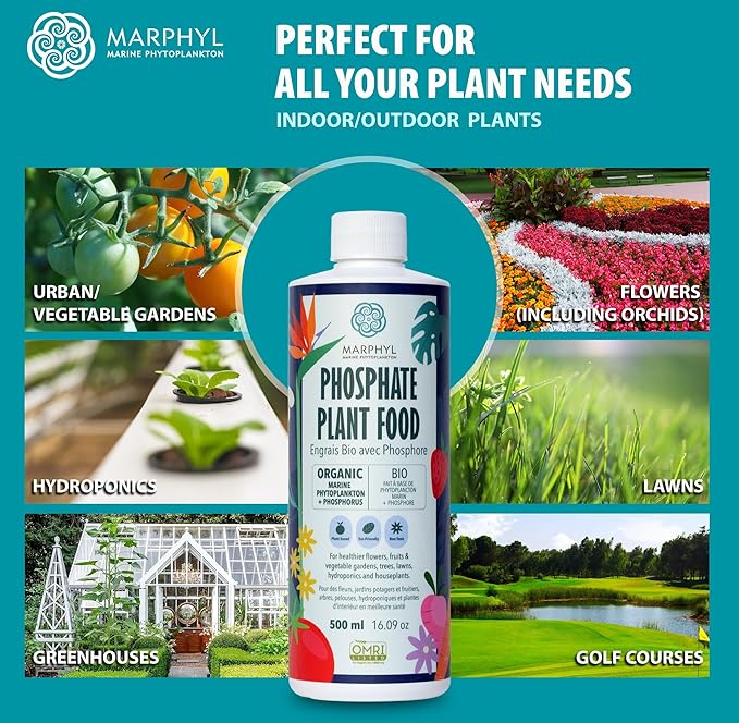 MARPHYL Organic Liquid Phosphate Soil Enhancer. Phosphorus Fertilizer for Garden, Flowers, Vegetables, Succulents, Bamboo, Hydroponics 67.6 oz