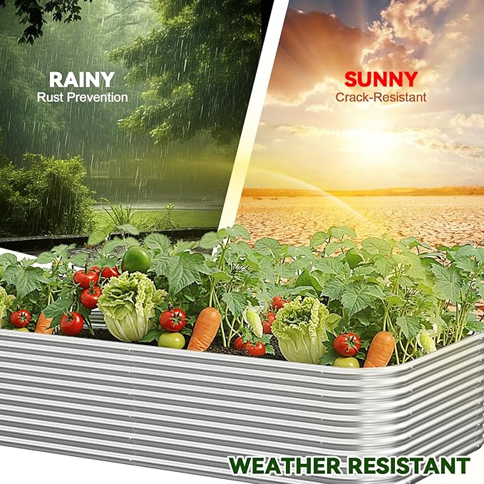 3 Pack Tall 4x2FT Corrugated Galvanized Steel Raised Garden Bed Outdoor, Metal Above Ground Garden Bed for Vegetables and Flowers, Raised Beds for Gardening