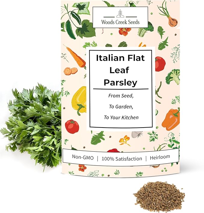 Italian Flat Leaf Parsley Seeds for Planting - Over 3,000 Heirloom Non-GMO Italian Parsley Seeds for Planting - Beginner Friendly Herb Gardening for Indoor, Outdoor & Hydroponic | Woods Creek Seeds