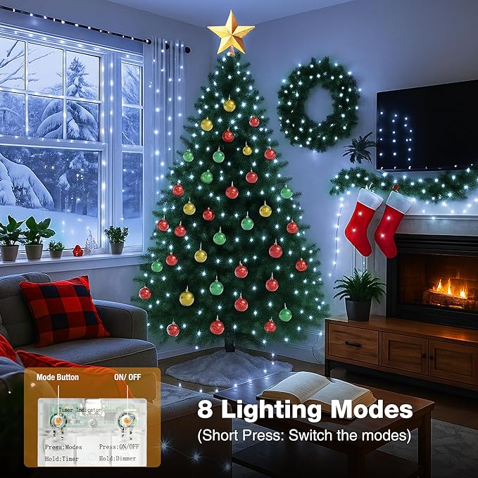 2 Pack 16FT 50 LED Fairy Lights Battery Operated with Timer, 8 Modes USB Mini Twinkle Light, Small String Lights for Tree Wreath Vase Bedroom DIY Holiday Wedding Party Decorations-Cold White