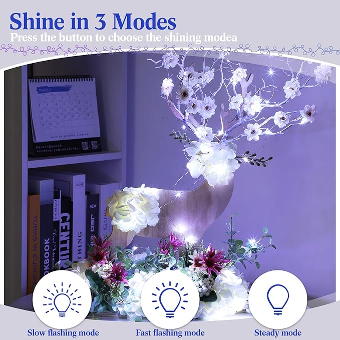 Tuanse 150 Pack LED Fairy Lights Colored Battery Operated String 3 Speed Modes 7 ft 20 LED Starry Wedding Decoration Waterproof Wire Twinkle Light for DIY Jar Bedroom Party Supplies (Cool White)