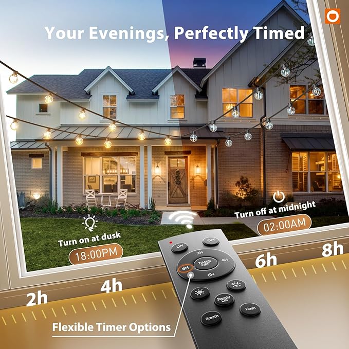 addlon Outdoor String Lights 100FT G40 with Remote, 54 LED Shatterproof Bulbs, Dimmable Patio Globe Lights Waterproof, Hanging Outside Lighting for Backyard, Garden, Deck, Balcony, Porch, Café, Decor