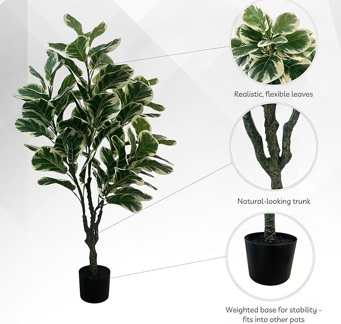 XBrand 47.2-Inches Artificial Ficus Tree in Pot for Indoor Outdoor Home Office Store, Great Housewarming Gift