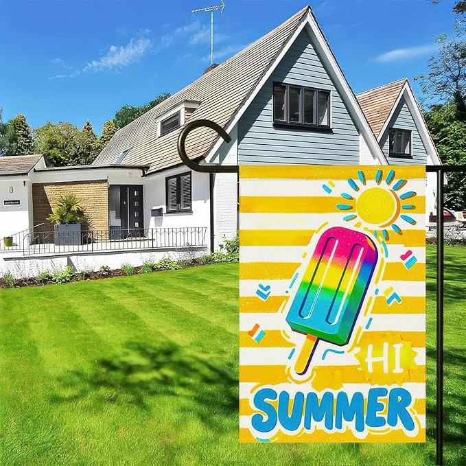 Summer Garden Flags 12x18 Double Sided Summer Banner Beach Gardens Flag Bright Popsicle Sun Design Holiday Outside Decorations Yard Flags for Seasonal Decoration in Yard and Garden