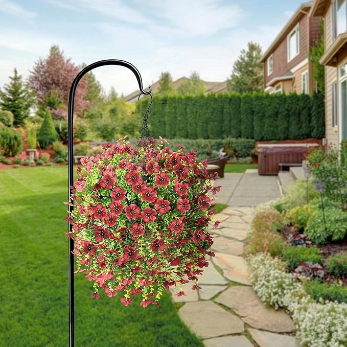 ZFProcess Artificial Hanging Flowers for Outdoors Spring Decoration, 2PCS Silk Fake Daisy Realistic Outdoor Flowers UV Resistant Porch Patio Window Yard Decor (Brown)