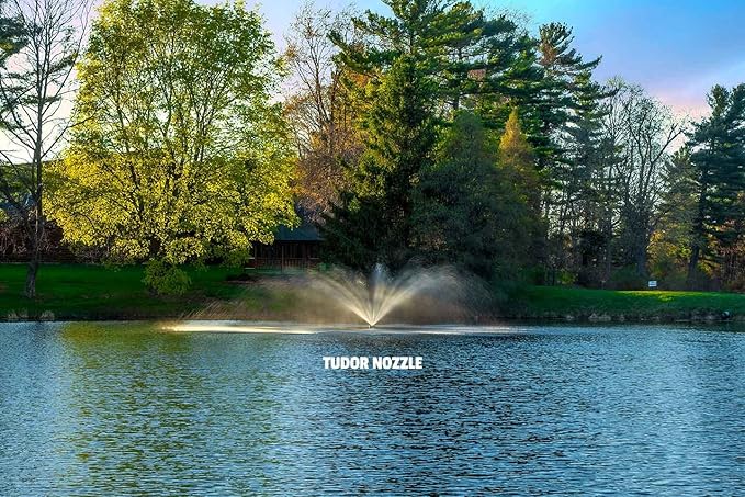 Scott Aerator Great Lakes Large Pond Fountain- 1 HP 115V with 100 ft. Cord | Aerating Fountain for Lakes & Ponds | Maintenance Free Stainless Steel | 5 Pattern | Nozzles Included