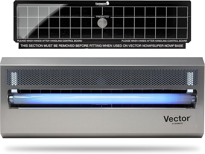 Catchmaster Vector 15 Silver, UV Light Fly Traps Indoor for Home, Gnat Traps for House Indoor, Electric UV Lamp Insect & Mosquito Killer, Silent Bug Light for Kitchen, Shed, Garage