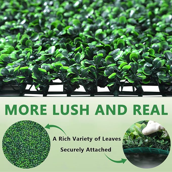Yangrass Boxwood Roll Panels, 48"x140" Artificial Ivy Privacy Fence Screen, UV-Anti Faux Boxwood Roll Grass Wall Panels for Garden Patio Balcony Privacy