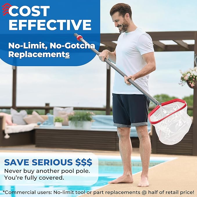 ProTuff 12ft Heavy Duty Telescopic Pool Pole – Unconditional Lifetime Replacement - Instant & Reliable Extension - Universal Fit for Nets, Skimmers, Brushes & Vacuums - Anti-Slip, Comfort Grip