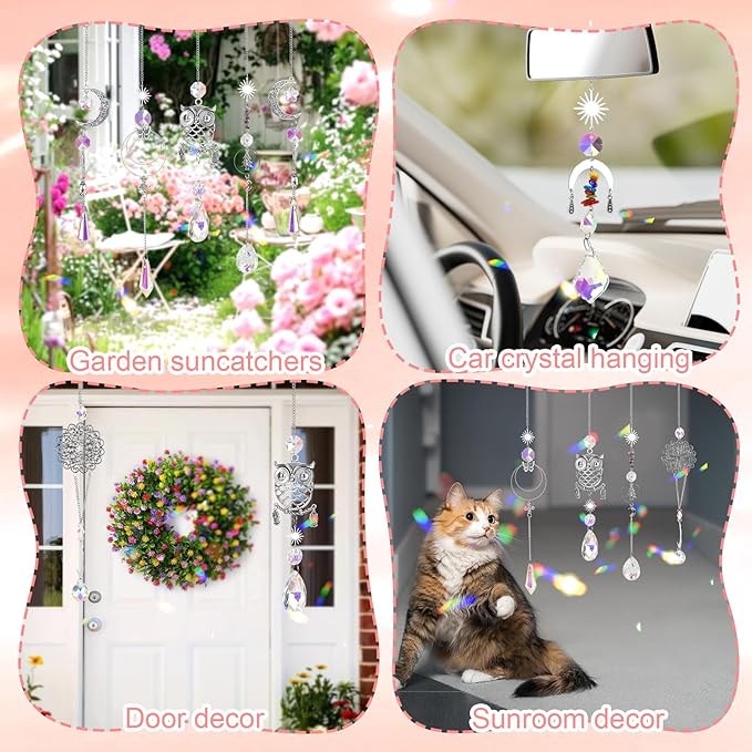 Tarklanda 460 PCS DIY Crystal Suncatcher Craft Kit - Rainbow Maker Hanging Sun Catchers with Hooks Chains Colorful Prism Pendants for Window Garden Home Christmas Decor Wedding Birthday Gifts