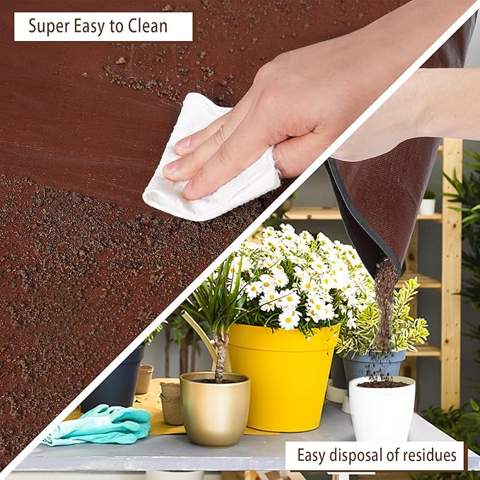 HNXTYAOB 39.5"x 31.5" Large Repotting Mat for House Plant Transplanting and Potting Soil Control Portable Gardening Tray Plant Gifts for Plant Lovers