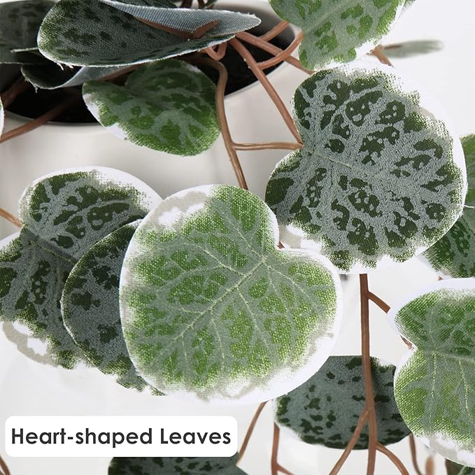 Briful Fake Plants Indoor 16'' Artificial String of Hearts Plants with Ceramic Pot Faux Draping Vine Plants for Home Bathroom Table Shelf Office Hotel Decor