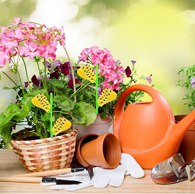 Fruit Fly Traps, 100 Pack Yellow Stick Traps, Fungus Gnat Traps, Plant Fly Stickers for Indoor and Outdoor Use Protect The Plant