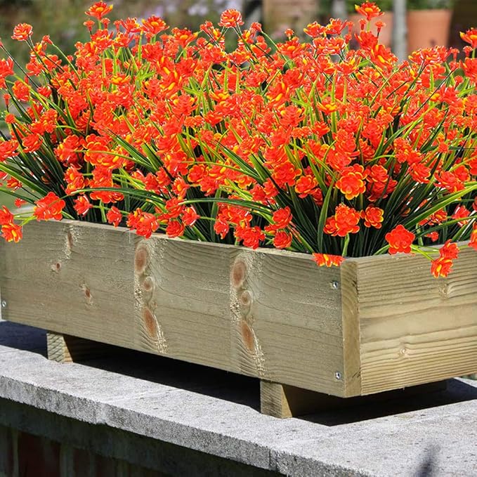 Grunyia 10 Bundles Artificial Daffodil Outdoors Flowers (Orange)