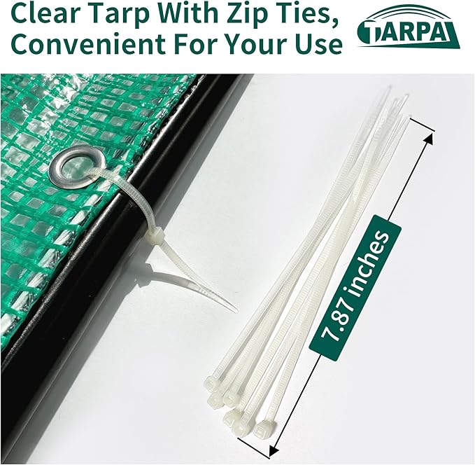 TARPAL 6'x20' Clear Green Tarp Heavy Duty Waterproof 12mil with Grommets or Zip Ties for Large Greenhouses for Outdoors Garden,Farm,Chicken Coops