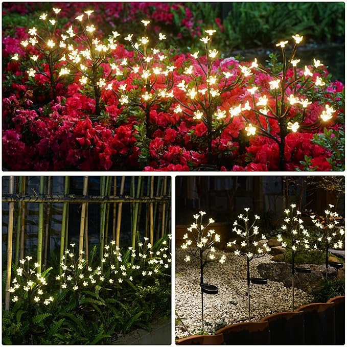 IUEECEN Solar Garden Lights Outdoor,Solar Lights Outdoor Decorative Waterproof for Outside 8Pack,160Led Solar Flowers Garden Decor, Yard Pathway,Patio Fairy Decorations,Gardening Gifts for Women Mom