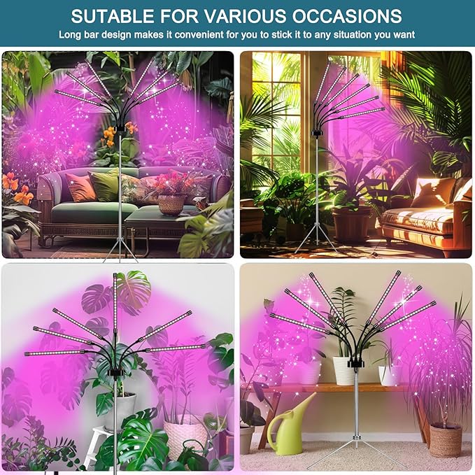 Grow Lights for Indoor Plants, LED Grow Light Stand, Red White Full Spectrum Plant Lamp with Adjustable Tripod, Gooseneck, Suitable for Flowers Vegetables (Type B)