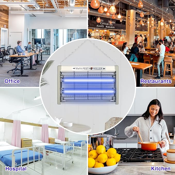 mafiti Bug Zapper Fly Traps Indoor Hanging Electric Mosquito Killer 3500V Flies Mosquitoes Trap for Home Restaurants Kitchen Garden Gray