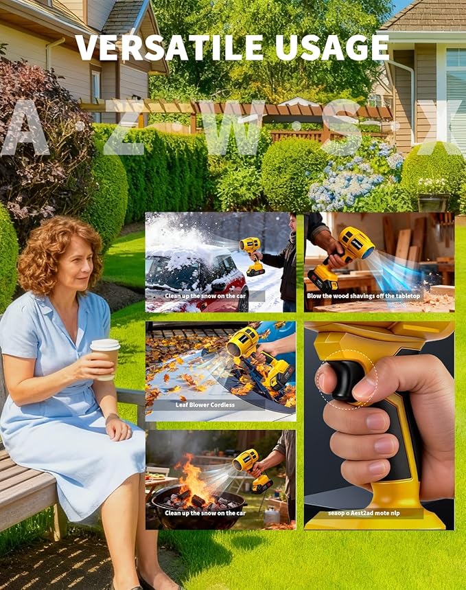 21V Cordless Handheld Leaf Blower- Variable Speed, 30000RPM Powerful Handheld Blower with Rechargeable Battery, Protective Gear for Home, Backyard, Driveway & Snow Removal