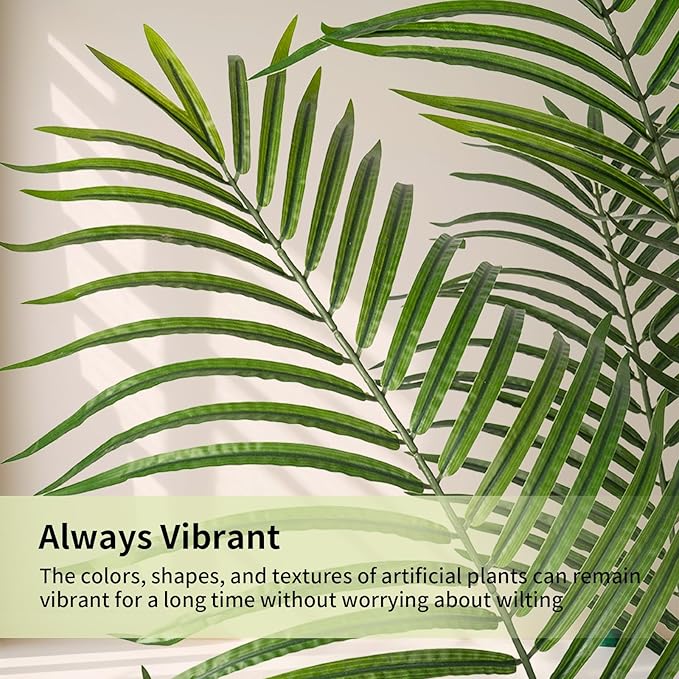 Artificial Palm Tree 6ft Tall Fake Palm Tree Indoor Decor Faux Tropical Areca Floor Plant in Pot, Artificial Silk Plant for Home Office Living Room Decor Indoor