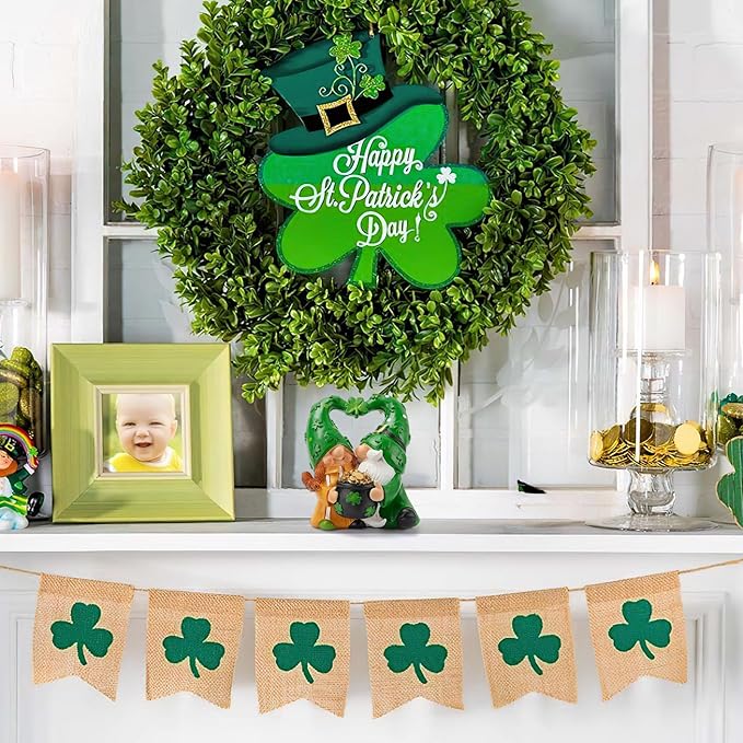 St Patrick's Day Gnomes Spring Irish Gnome Decorations Gifts Shamrock Gnomes St Patrick's Day Decorations for Home Tiered Tray Table Ornaments