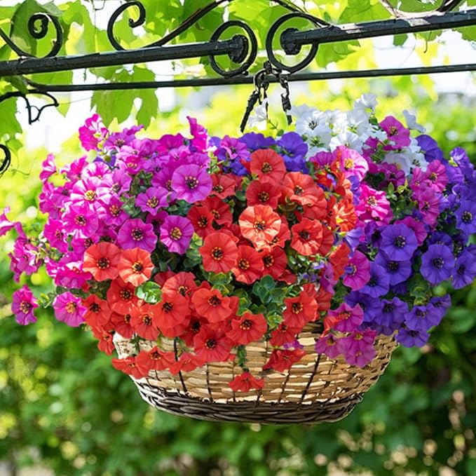VDVST Artificial Flowers for Outdoors,UV Resistant Artificial Outdoor Flowers,Not-Fading Faux Flowers for Outdoor Planters for Front Door Porch Yard Patio Garden Home Decor,12 Bundles,White