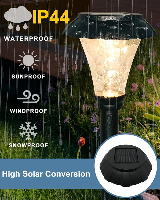 LAMTREE Solar Pathway Lights,6 Pack Solar Lights Outdoor Waterproof,Outdoor Solar Lights for Yard,Lawn,Patios, Garden,Landscape,Walkway,Driveway