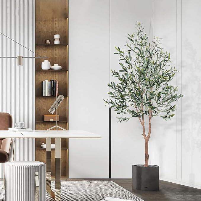 HAIHONG Olive Tree Artificial Plant 6FT,Artificial Olive Tree Mediterranean Silk Screened Broad-leaved Olive Tree with Realistic Fruit, Lifelike Plant Nordic Style Home Aesthetic Hotel Decor