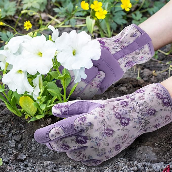 Pleneal Gardening Gloves for Women Men - Leather Garden Gloves Thorn Proof, Outdoor Protective Working Gloves for Weeding