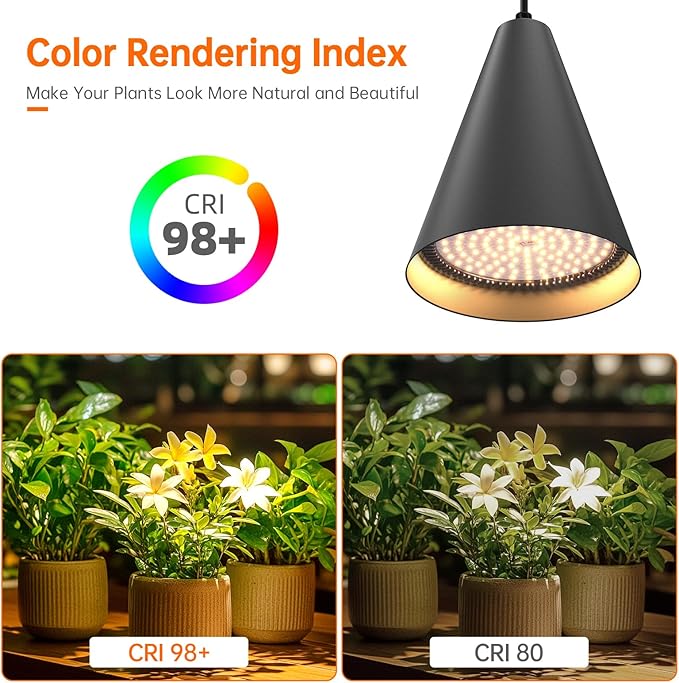 Bstrip 50W Double-Head One Cord Grow Lights for Indoor Plants full Spectrum 3000K, Black LED Grow Light Bulb with Timer & 16.4FT Power Cord, Perfect for Tall Plants, Flowers, and Greenhouses in Winter