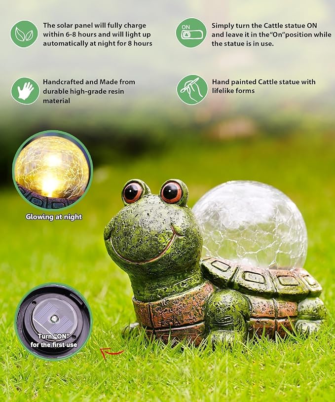Qeeman Turtle Outdoor Garden Statues: Lawn Ornaments for Outside Yard Patio Balcony Landscaping Figurine Decor - Birthday Gifts for Mom Grandma Women Dad Lover Sister
