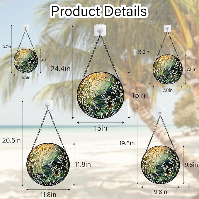 AMDERVEN Stained Glass Suncatcher, Yellow Green Gradient Flower Sun Catcher Plants Stain Glass Window Hanging Decoration Mother's Day Birthday Gifts for Women Men Mom and Nana 7.8 in