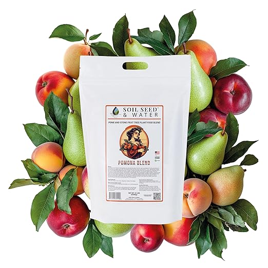 Soil Seed & Water Pomona Blend Organic Fertilizer – Soil Amendment for Pome & Stone Fruit Trees (Apple, Peach, Plum, Apricot) - OMRI Listed Organic Fertilizer