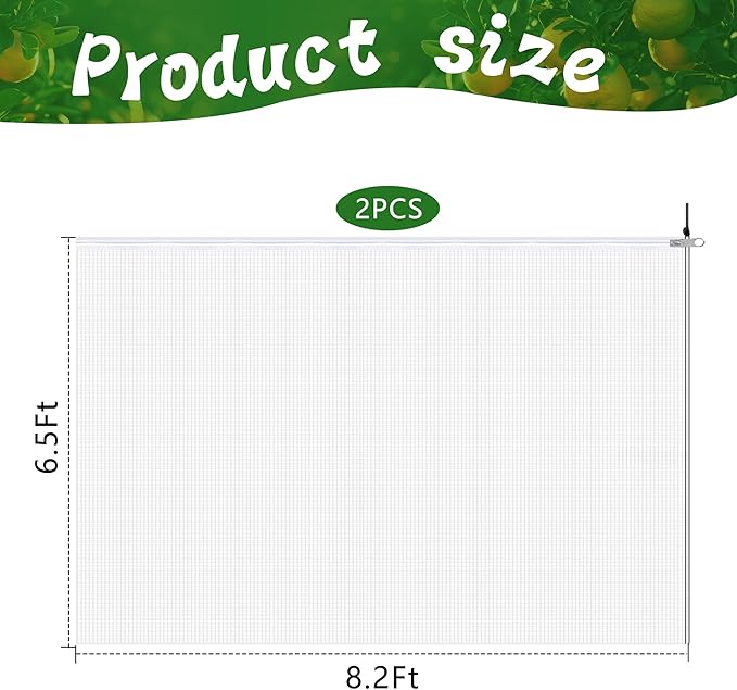 2 Pcs Fruit Tree Netting with Zipper & Drawstring, 8.2 x 6.5 Ft Garden Bird Netting Plant Cover, Blueberry Tomato Insect Bird Barrier Tree Net Protection Cover for Protecting Plants Vegetables Fruits
