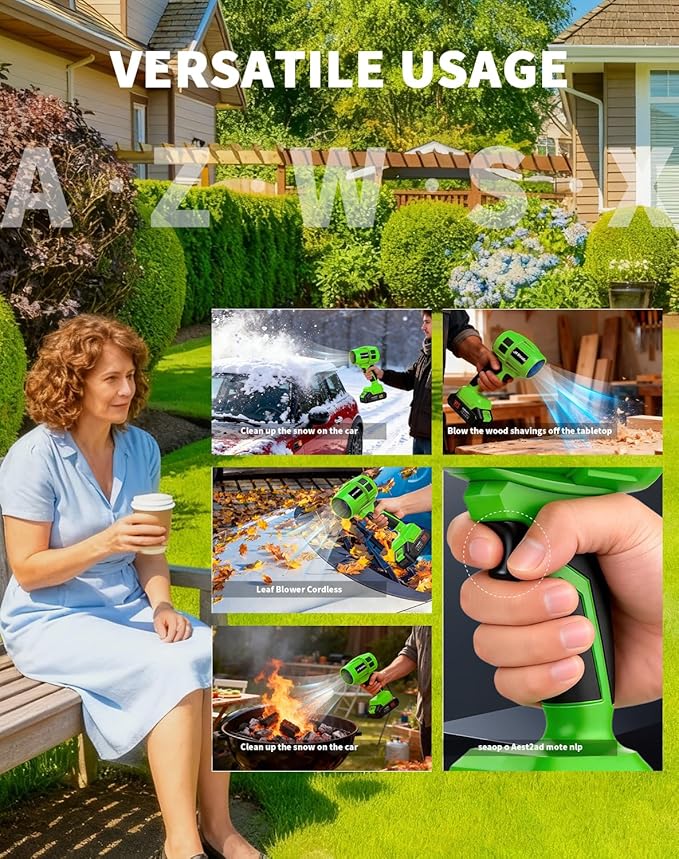 21V Cordless Handheld Leaf Blower - Variable Speed, 30000RPM Powerful Handheld Blower with Rechargeable Battery, Protective Gear for Home, Backyard, Driveway & Snow Removal