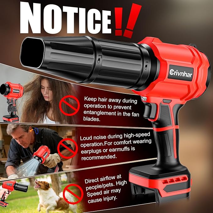 Cordless Leaf Blower for Milwaukee 18V Batteries, 120-MPH Handheld Dust Blowers with LED Light & 2 Nozzles, Battery Powered Variable Speed Turbo Blower for Leaves/Dust/Patio/Lawn/Snow(No Battery)