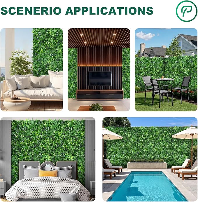 Yangrass Greenery Grass Wall Panels, 40"x120" (33.33 sqft) Artificial Outdoor Ivy Privacy Fence Screen, UV-Anti Faux Boxwood Roll Grass Wall Panels for Garden Patio Balcony Decor