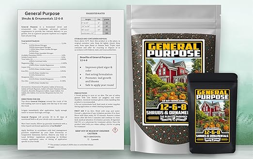 Fertilizer Commercial Grade | General Purpose 12-6-8 | 5 Ounces | Custom Professional Mix Blend | Shrub, Tree & Ornamental | Fast Release 60 Day Feed, Macronutrient & Micronutrient Formula for Plants