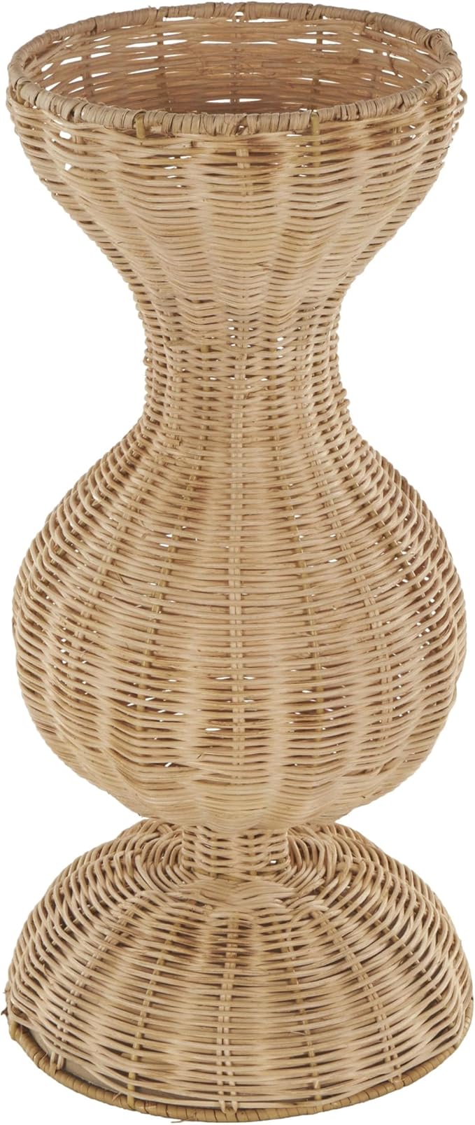 Deco 79 Rattan Handmade Decorative Vase Woven Hourglass Centerpiece Vase with Dome Base, Vase for Home Decoration 8" x 8" x 16", Brown