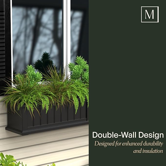 Mayne Cape Cod 5-Foot Window Box – Self-Watering, Weather-Resistant Planter for Flowers – Durable Design for Outdoor Use, Perfect for Windows