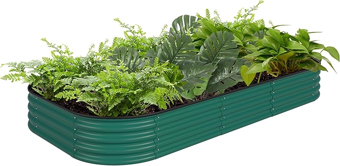 BlueWish Garden Boxes Outdoor Raised, 11.1" Metal Raised Garden Bed with Rubber Strip, 9-in-1 Modular, Bottomless, Raised Garden Beds for Gardening, Vegetable