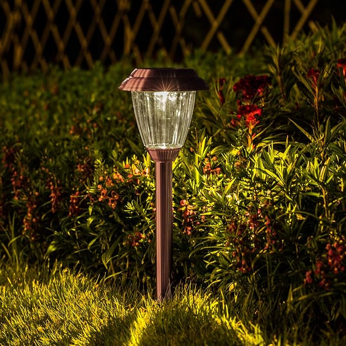 Voona Solar Lights Outdoor - 8 Pack Copper Garden Walkway Lights Solar Powered Waterproof for Garden, Lawn, Yard, Pathway