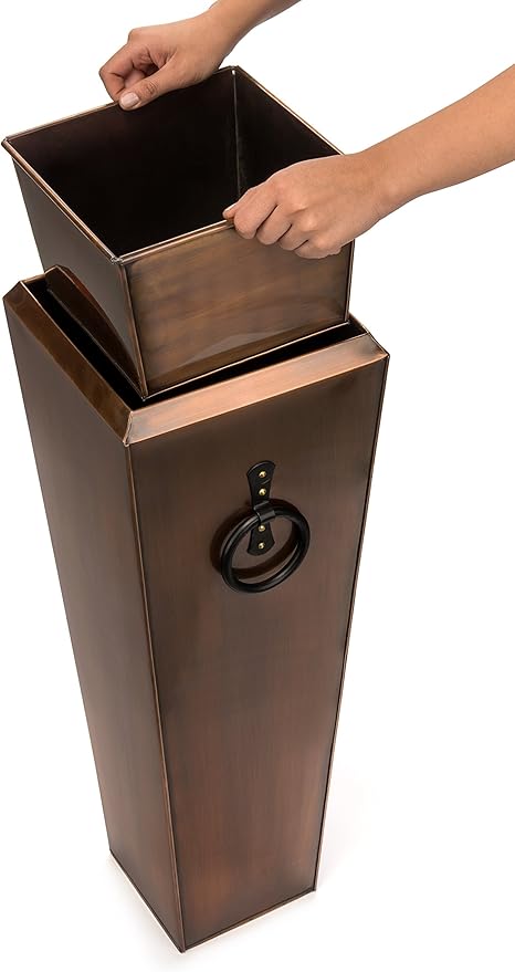 H Potter Patio Deck Indoor Outdoor Garden Flower Planter Set of 2 Antique Copper with Tray