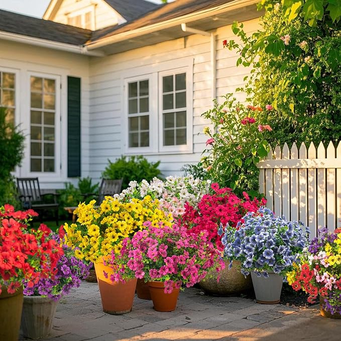 Grunyia Artificial Fake Flowers for Outdoor Spring Decoration, 16 Bundles Faux Silk Colorful Daisy UV Resistant Realistic for Outside Porch Patio Home Yard Garden Planters Pots Window Box (Rose Red)
