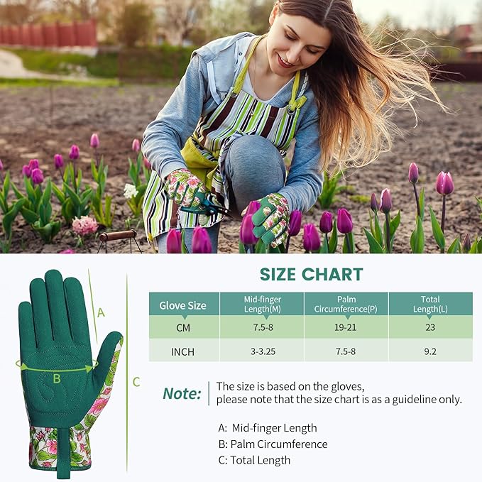 Pleneal Gardening Gloves for Women Men - Leather Garden Gloves Thorn Proof, Outdoor Protective Working Gloves for Weeding