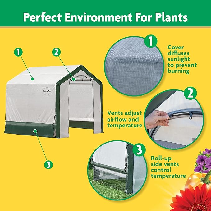 Miracle-GRO 6' x 6' x 6' Outdoor Mini Walk-in Greenhouse Plant Tent, All-Season Small Walk-in Plant Growth Accelerator with UV-Treated Fabric Cover and Zippered Panels, Clear